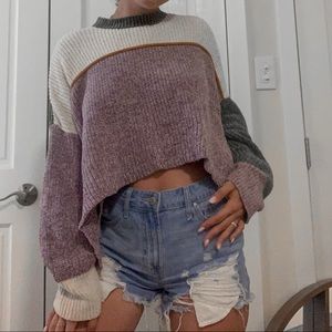 Multicolored Cropped Sweater